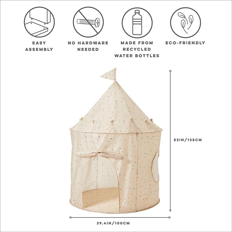 3 sprouts Kids Play Tent - Sustainable Recycled Fabric – Fun Spacious Childs Playhouse for Indoor Games for Boys & Girls - Durable Fort Pop Up House for Toddlers & Children Age 3-10 - Terrazzo Beige - Image 3
